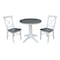 International Concepts Round 30 in Rd Top Ped Table, 2 X-Back Chairs, White/Heather Gray, 30 in W, 30 in L, 29.9 in H, Wood K05-30RT-27B-C613-2 - alternate 1